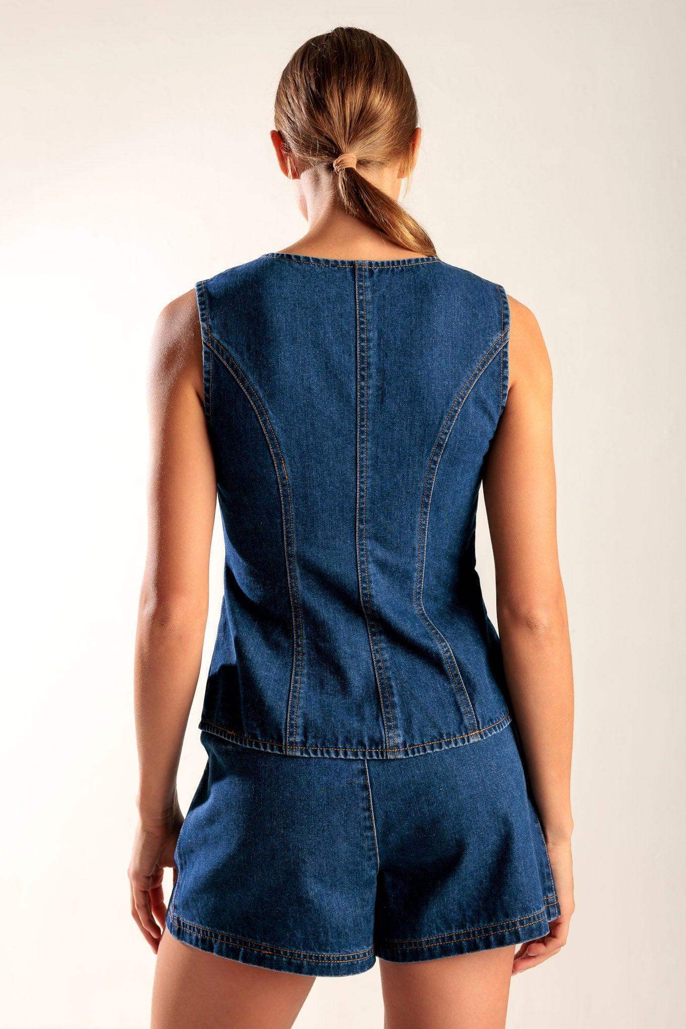 DRIVE-IN MOVIE DENIM VEST - Flying Tomato - Flyclothing LLC