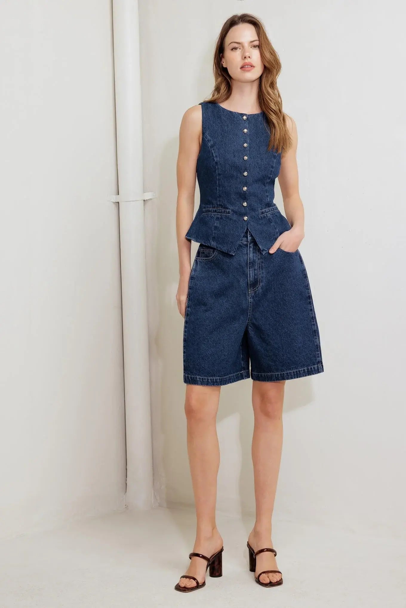 COFFEE PETAL DENIM VEST - Flying Tomato - Flyclothing LLC
