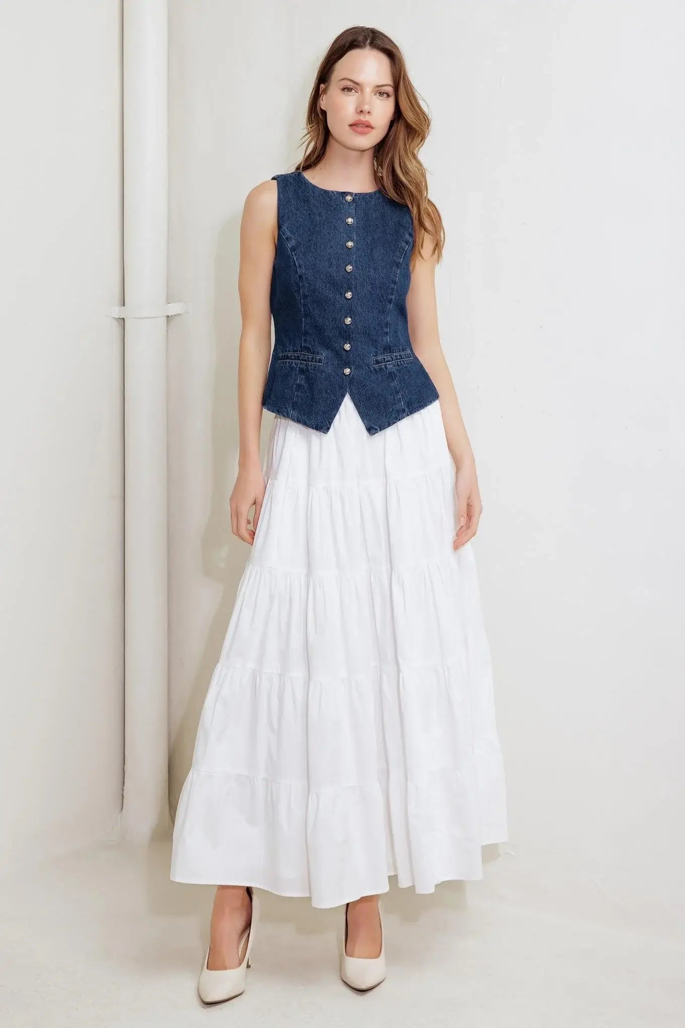 COFFEE PETAL DENIM VEST - Flying Tomato - Flyclothing LLC