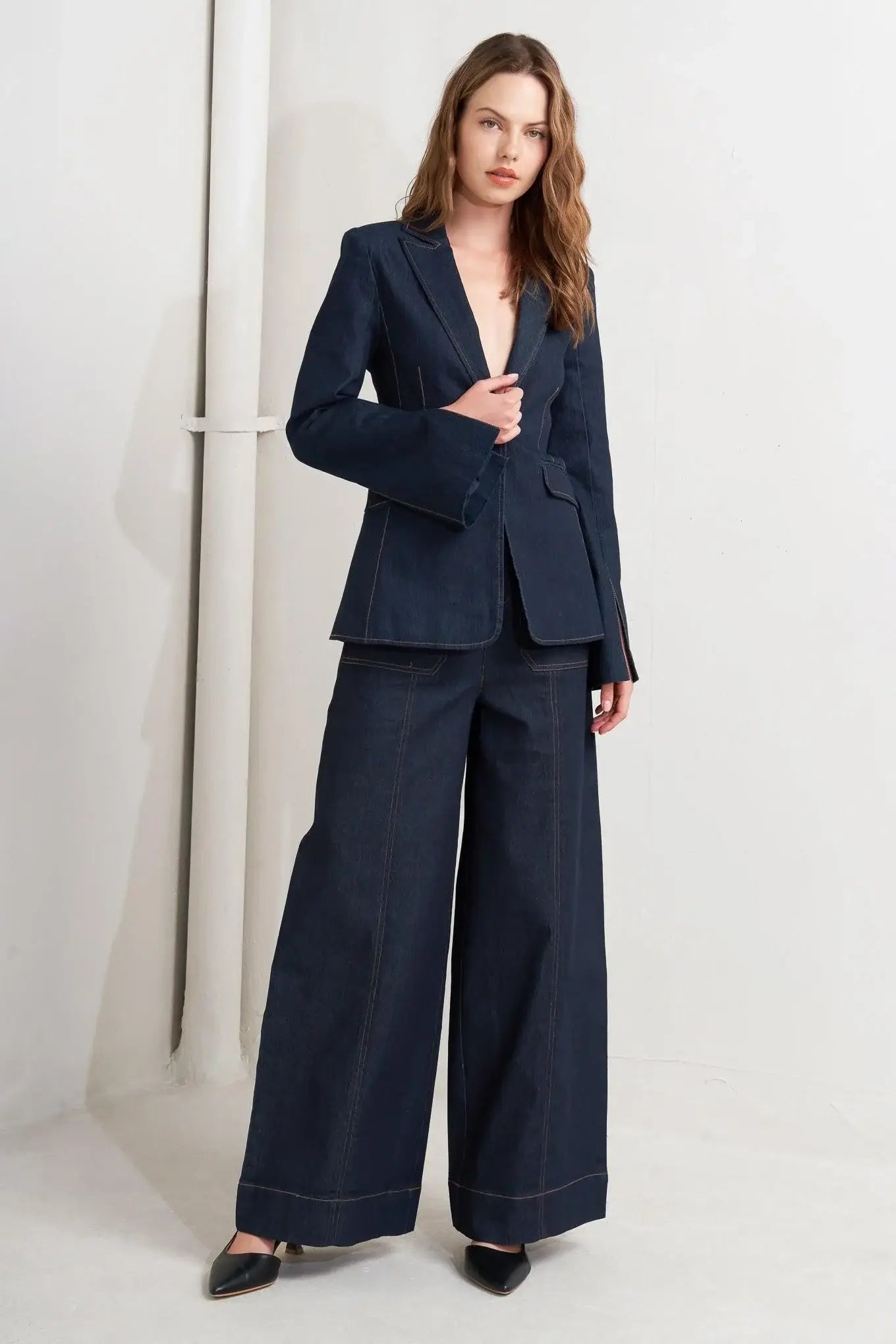 URBAN PANEL DENIM BLAZER - Flying Tomato - Flyclothing LLC