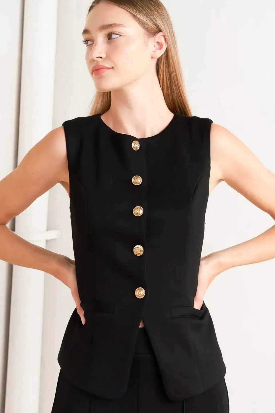 GLOSSY GLAM WOVEN VEST - Flying Tomato - Flyclothing LLC