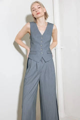 SMILE BRIGHT IN GREY WOVEN VEST - Flying Tomato - Flyclothing LLC