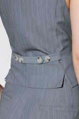 SMILE BRIGHT IN GREY WOVEN VEST - Flying Tomato - Flyclothing LLC