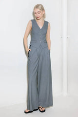 SMILE BRIGHT IN GREY WOVEN VEST - Flying Tomato - Flyclothing LLC