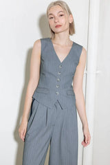 SMILE BRIGHT IN GREY WOVEN VEST - Flying Tomato - Flyclothing LLC