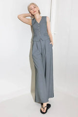 SMILE BRIGHT IN GREY WOVEN VEST - Flying Tomato - Flyclothing LLC
