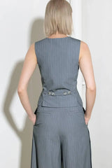 SMILE BRIGHT IN GREY WOVEN VEST - Flying Tomato - Flyclothing LLC