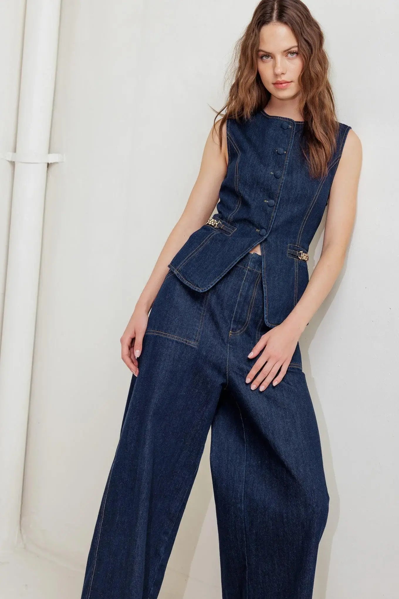 INDIGO ICON DENIM VEST - Flying Tomato - Flyclothing LLC