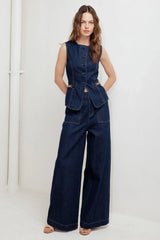 INDIGO ICON DENIM VEST - Flying Tomato - Flyclothing LLC