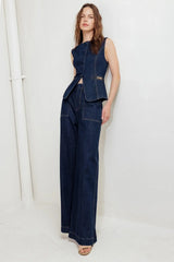 INDIGO ICON DENIM VEST - Flying Tomato - Flyclothing LLC