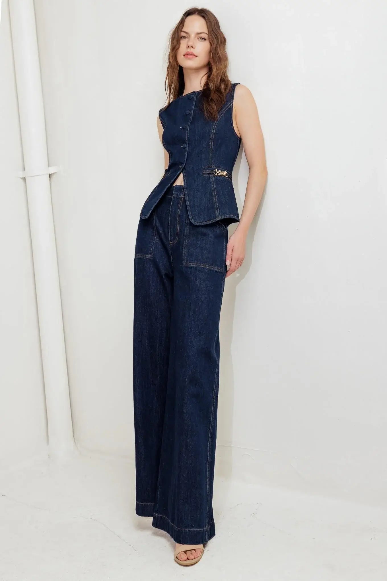 INDIGO ICON DENIM VEST - Flying Tomato - Flyclothing LLC