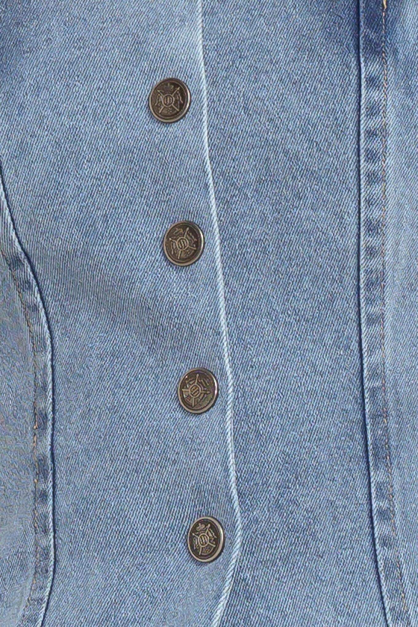 STITCHED SILHOUETTE DENIM TOP - Flying Tomato - Flyclothing LLC