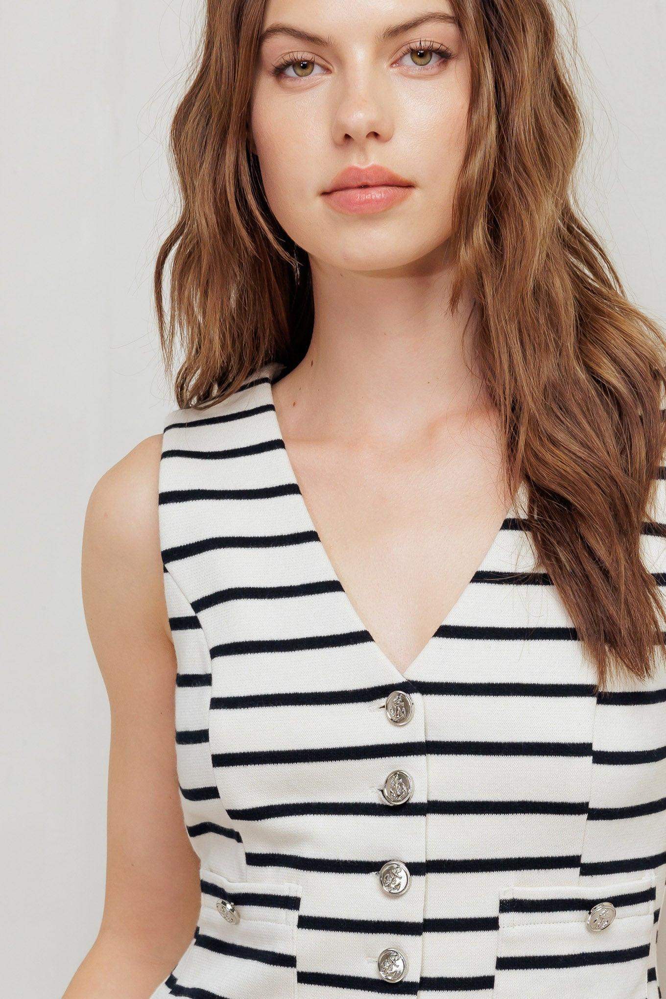 MARINE CHIC WOVEN VEST - Flying Tomato - Flyclothing LLC