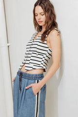 MARINE CHIC WOVEN VEST - Flying Tomato - Flyclothing LLC