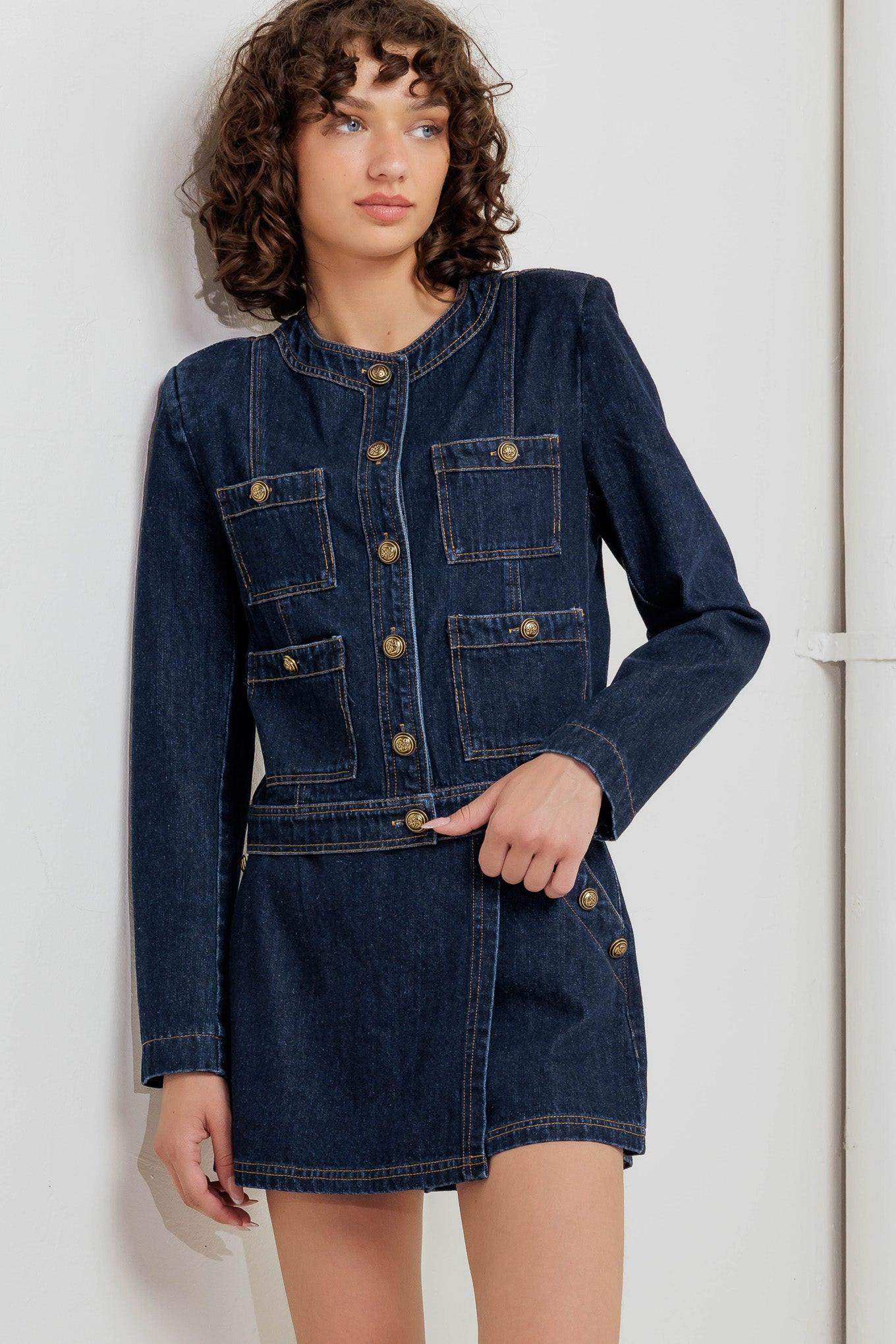 GLAM CODE DENIM JACKET - Flying Tomato - Flyclothing LLC