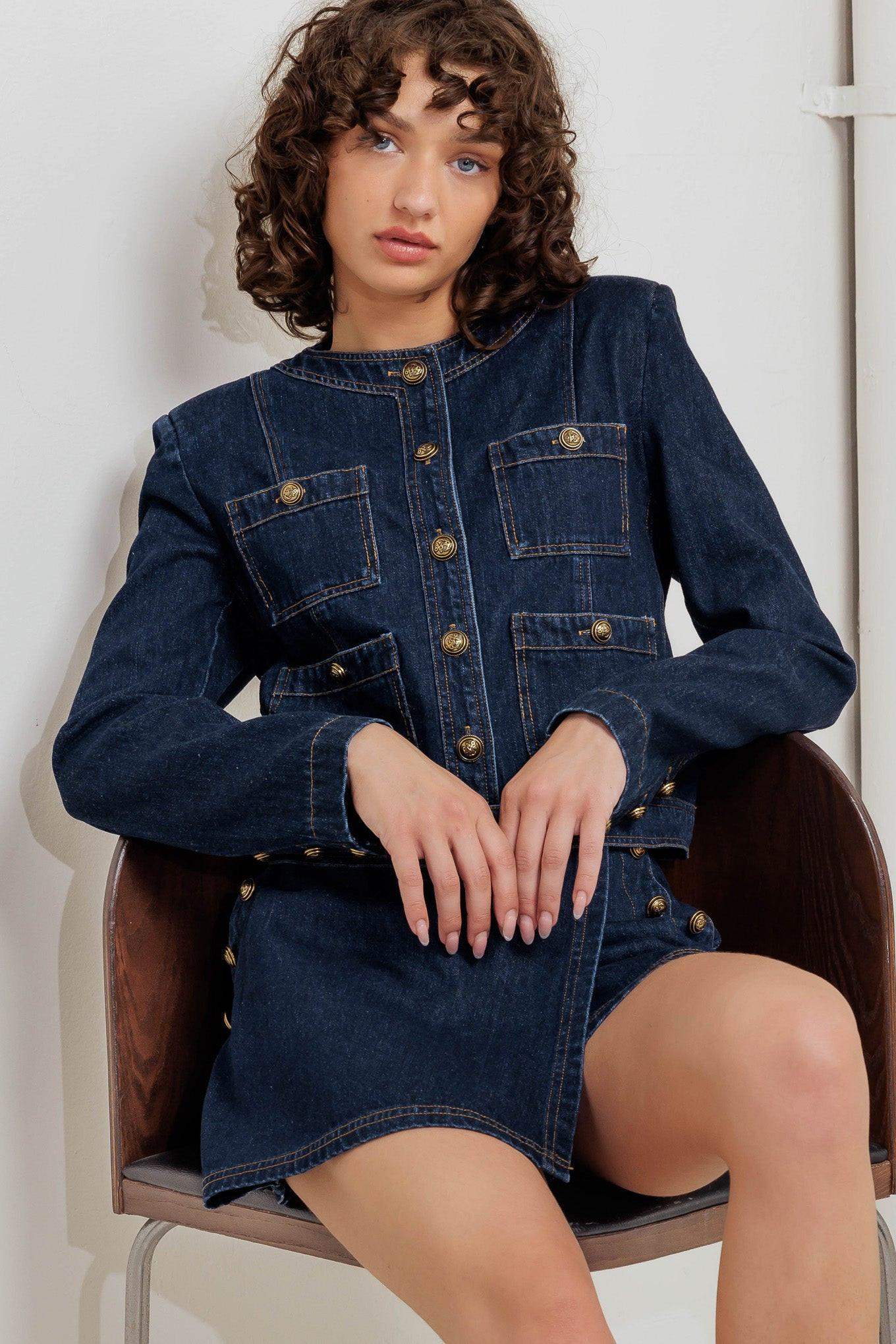 GLAM CODE DENIM JACKET - Flying Tomato - Flyclothing LLC