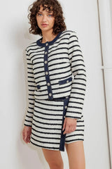 BONJOUR STRIPE WOVEN CROP JACKET - Flying Tomato - Flyclothing LLC