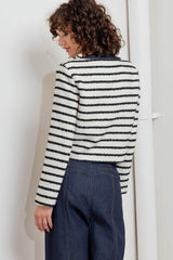 BONJOUR STRIPE WOVEN CROP JACKET - Flying Tomato - Flyclothing LLC