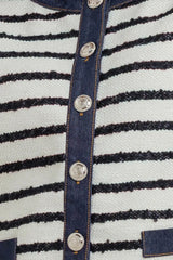 BONJOUR STRIPE WOVEN CROP JACKET - Flying Tomato - Flyclothing LLC