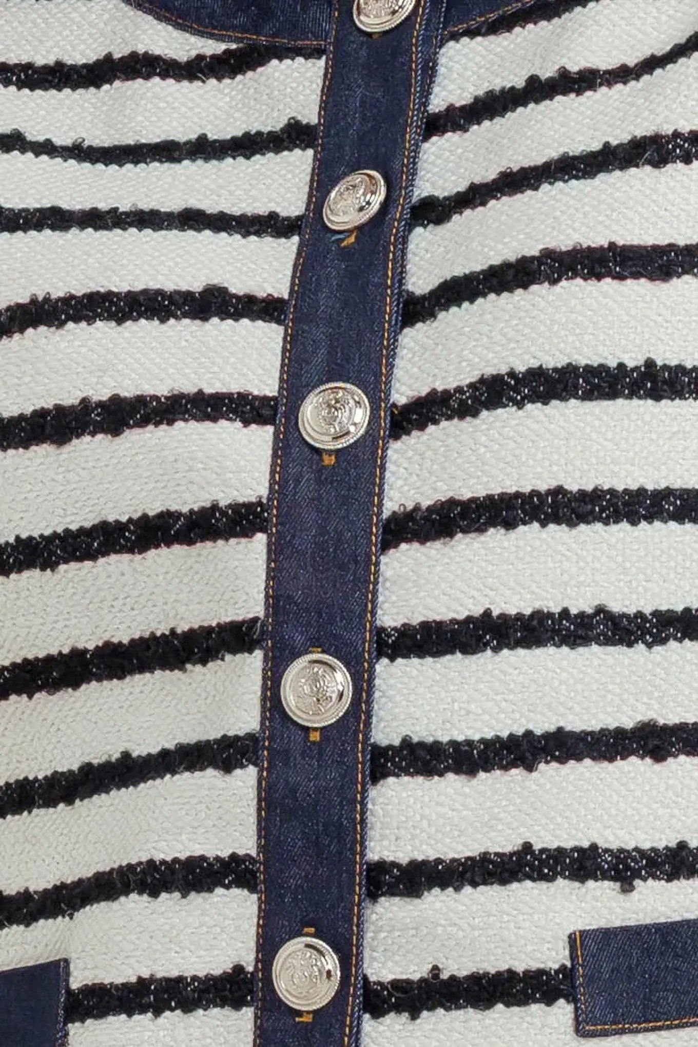 BONJOUR STRIPE WOVEN CROP JACKET - Flying Tomato - Flyclothing LLC