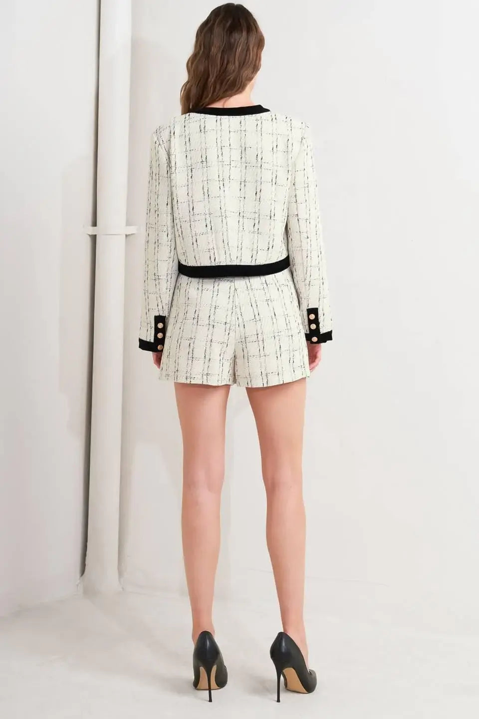 PARIS BOUND WOVEN TWEED CROP JACKET - Flying Tomato - Flyclothing LLC