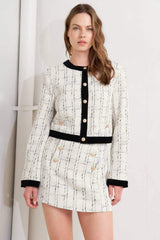 PARIS BOUND WOVEN TWEED CROP JACKET - Flying Tomato - Flyclothing LLC