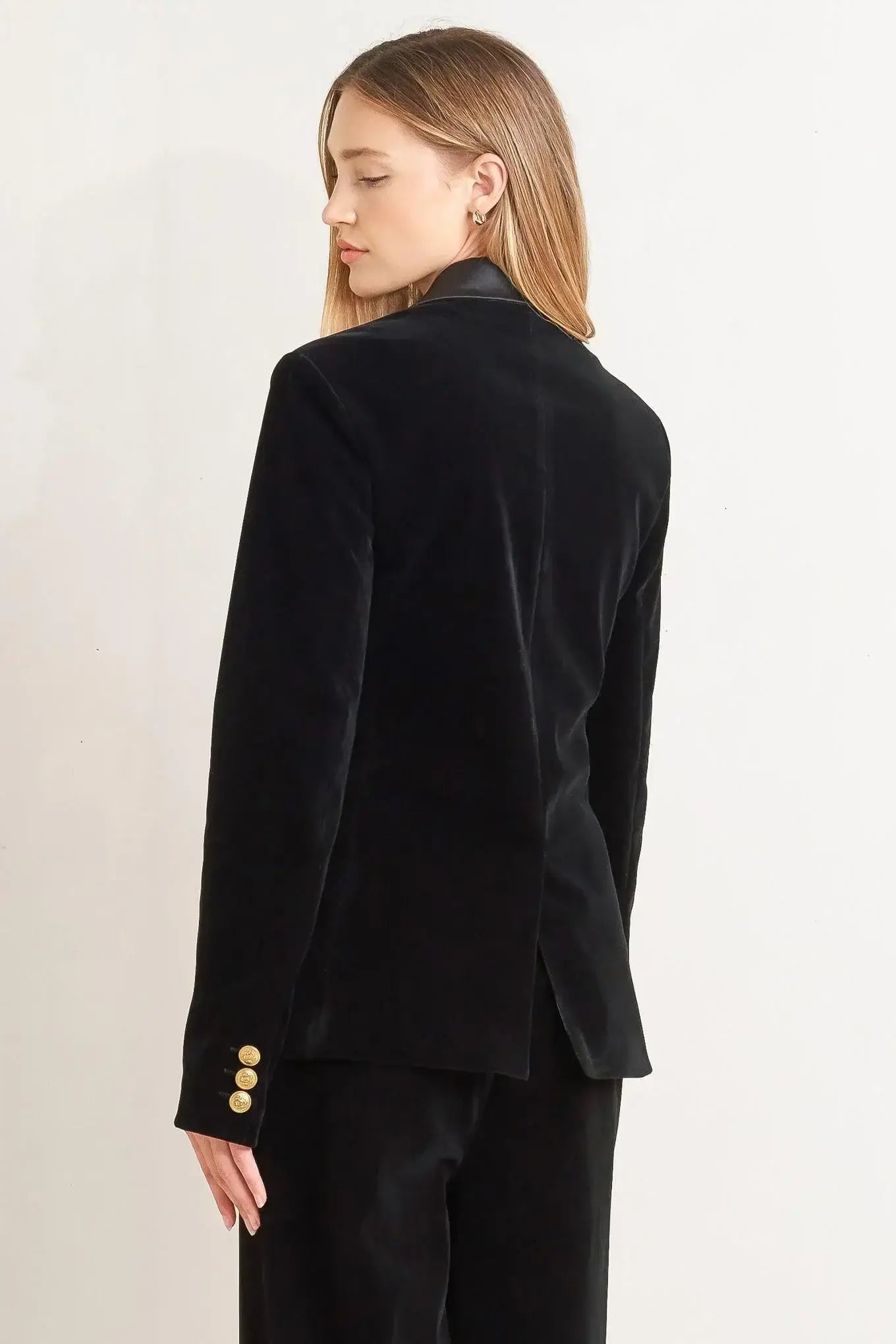 MIDNIGHT TUX WOVEN VELVET BLAZER - Flying Tomato - Flyclothing LLC