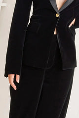 MIDNIGHT TUX WOVEN VELVET BLAZER - Flying Tomato - Flyclothing LLC