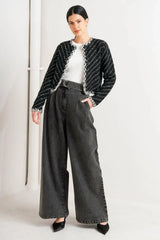 NOIR LINEAR SWEATER KNIT JACKET - Flying Tomato - Flyclothing LLC