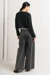 NOIR LINEAR SWEATER KNIT JACKET - Flying Tomato - Flyclothing LLC