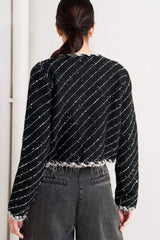 NOIR LINEAR SWEATER KNIT JACKET - Flying Tomato - Flyclothing LLC