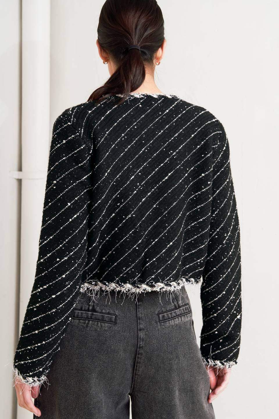 NOIR LINEAR SWEATER KNIT JACKET - Flying Tomato - Flyclothing LLC