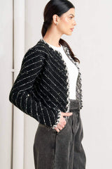 NOIR LINEAR SWEATER KNIT JACKET - Flying Tomato - Flyclothing LLC