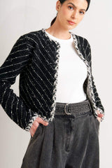 NOIR LINEAR SWEATER KNIT JACKET - Flying Tomato - Flyclothing LLC