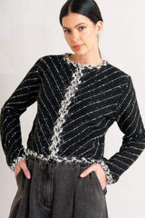 NOIR LINEAR SWEATER KNIT JACKET - Flying Tomato - Flyclothing LLC