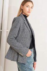 CITY CHECKLINE WOOLEN WOVEN JACKET - Flying Tomato - Flyclothing LLC