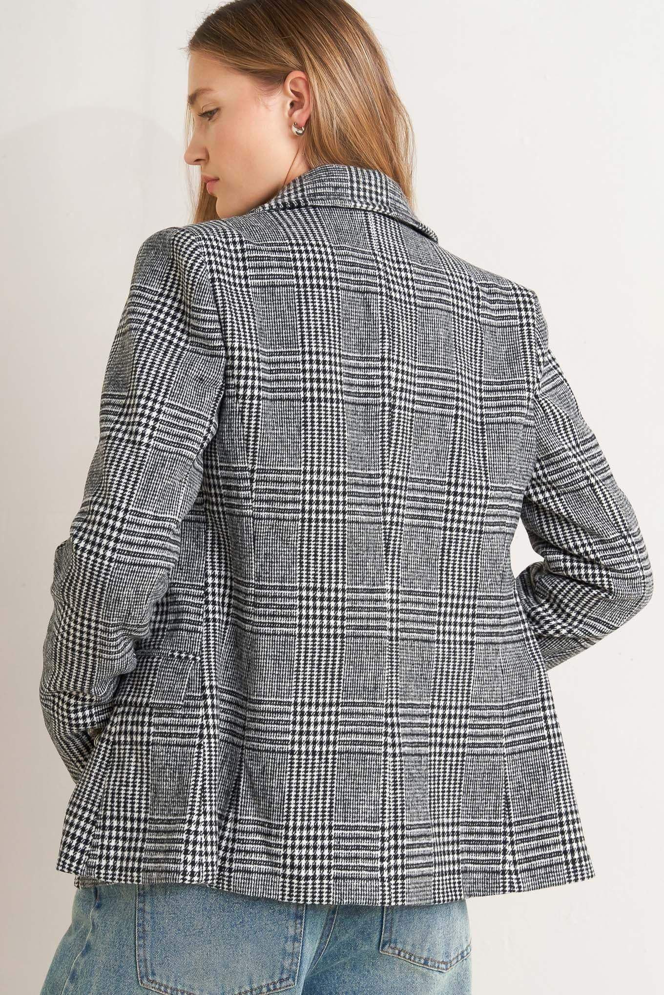 CITY CHECKLINE WOOLEN WOVEN JACKET - Flying Tomato - Flyclothing LLC