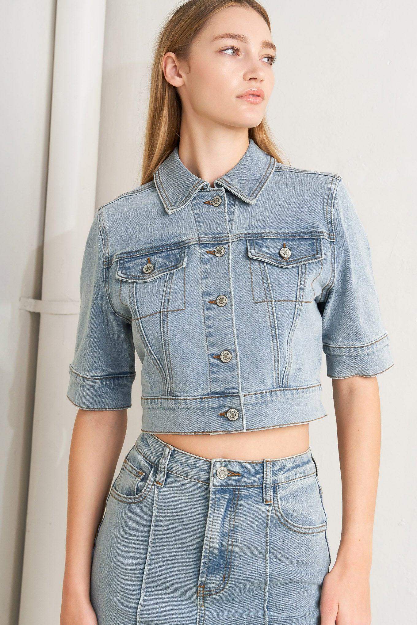 MODERN NEUTRAL DENIM JACKET - Flying Tomato - Flyclothing LLC
