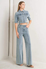 MODERN NEUTRAL DENIM JACKET - Flying Tomato - Flyclothing LLC