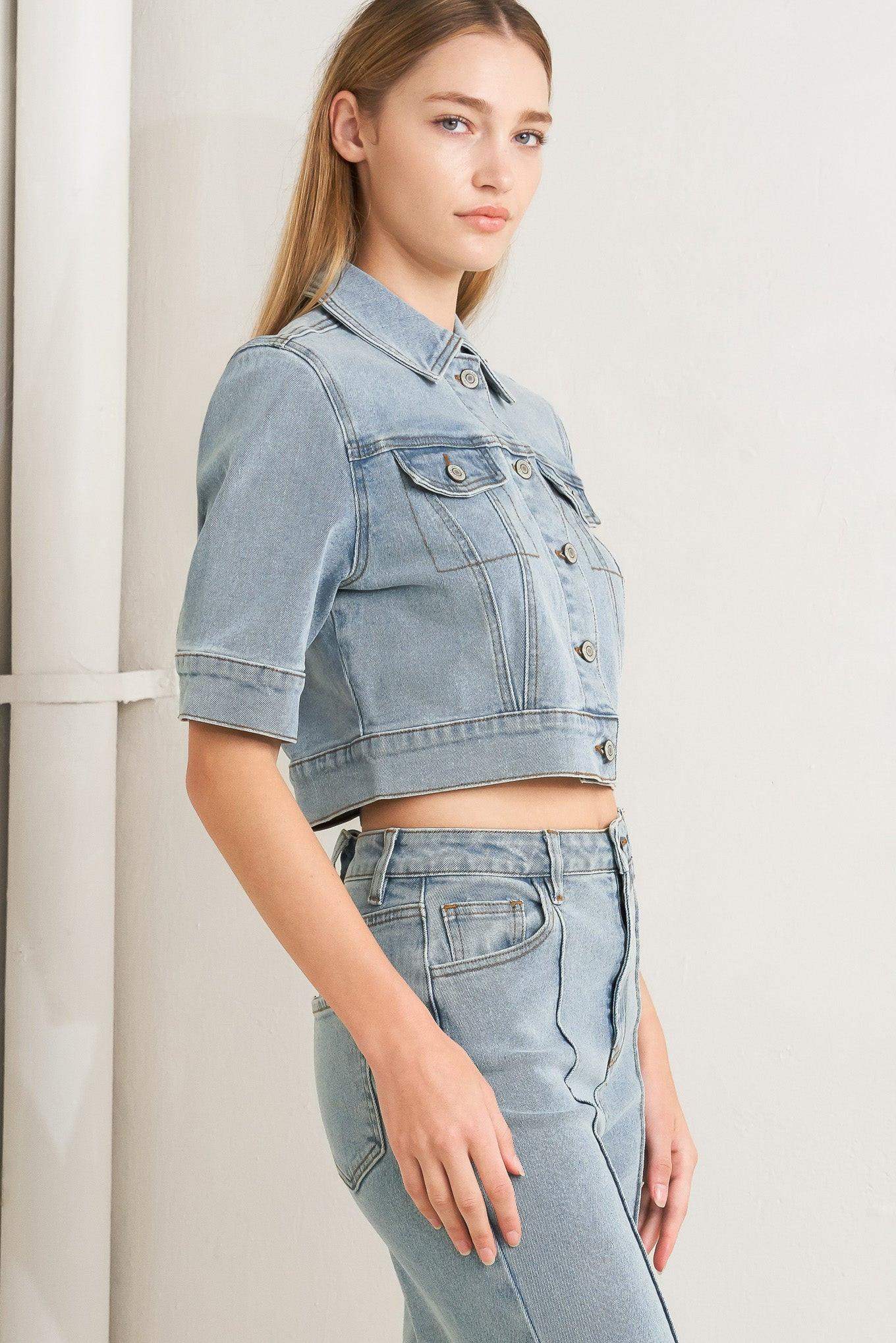 MODERN NEUTRAL DENIM JACKET - Flying Tomato - Flyclothing LLC