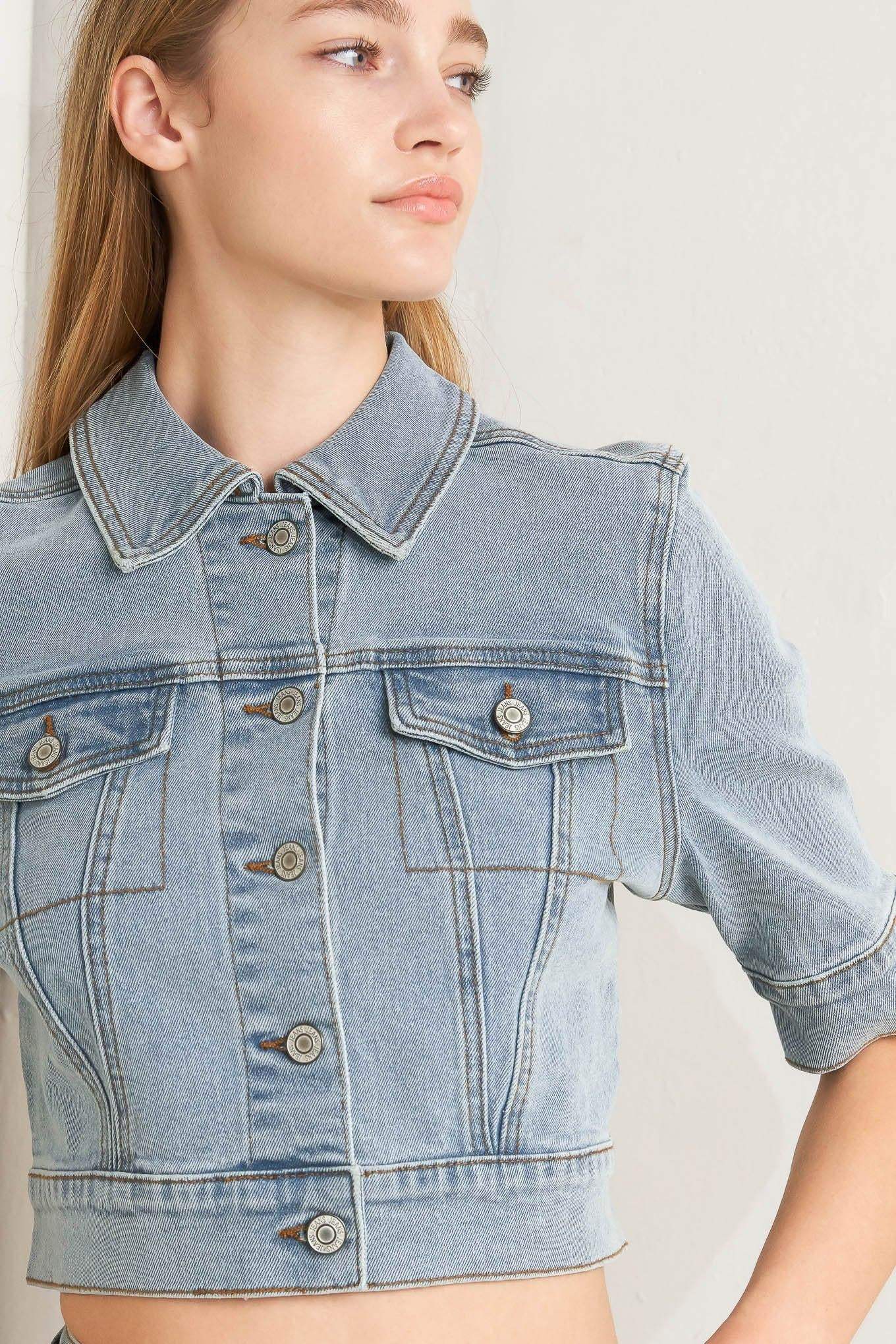 MODERN NEUTRAL DENIM JACKET - Flying Tomato - Flyclothing LLC