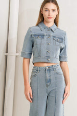 MODERN NEUTRAL DENIM JACKET - Flying Tomato - Flyclothing LLC