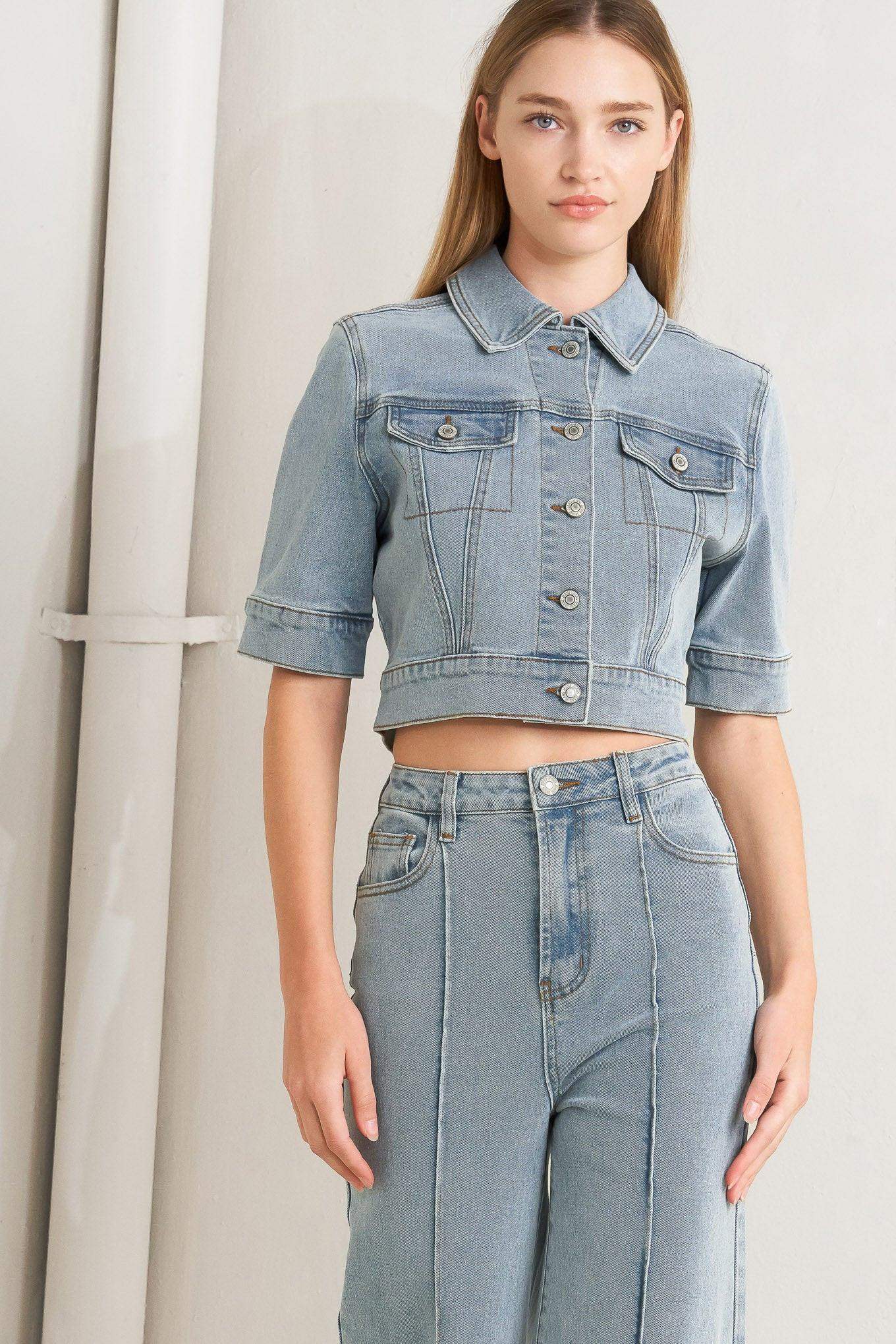MODERN NEUTRAL DENIM JACKET - Flying Tomato - Flyclothing LLC