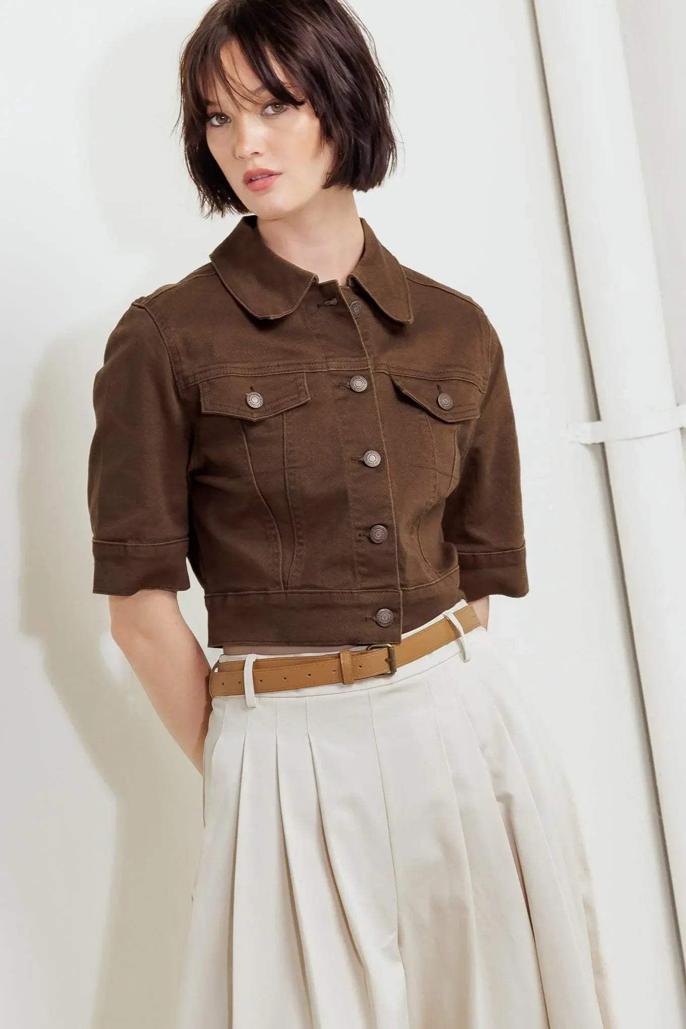 EFFORTLESS EDGE BROWN TWILL JACKET - Flying Tomato - Flyclothing LLC