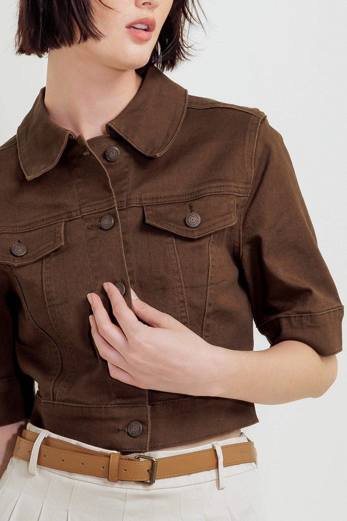 EFFORTLESS EDGE BROWN TWILL JACKET - Flying Tomato - Flyclothing LLC