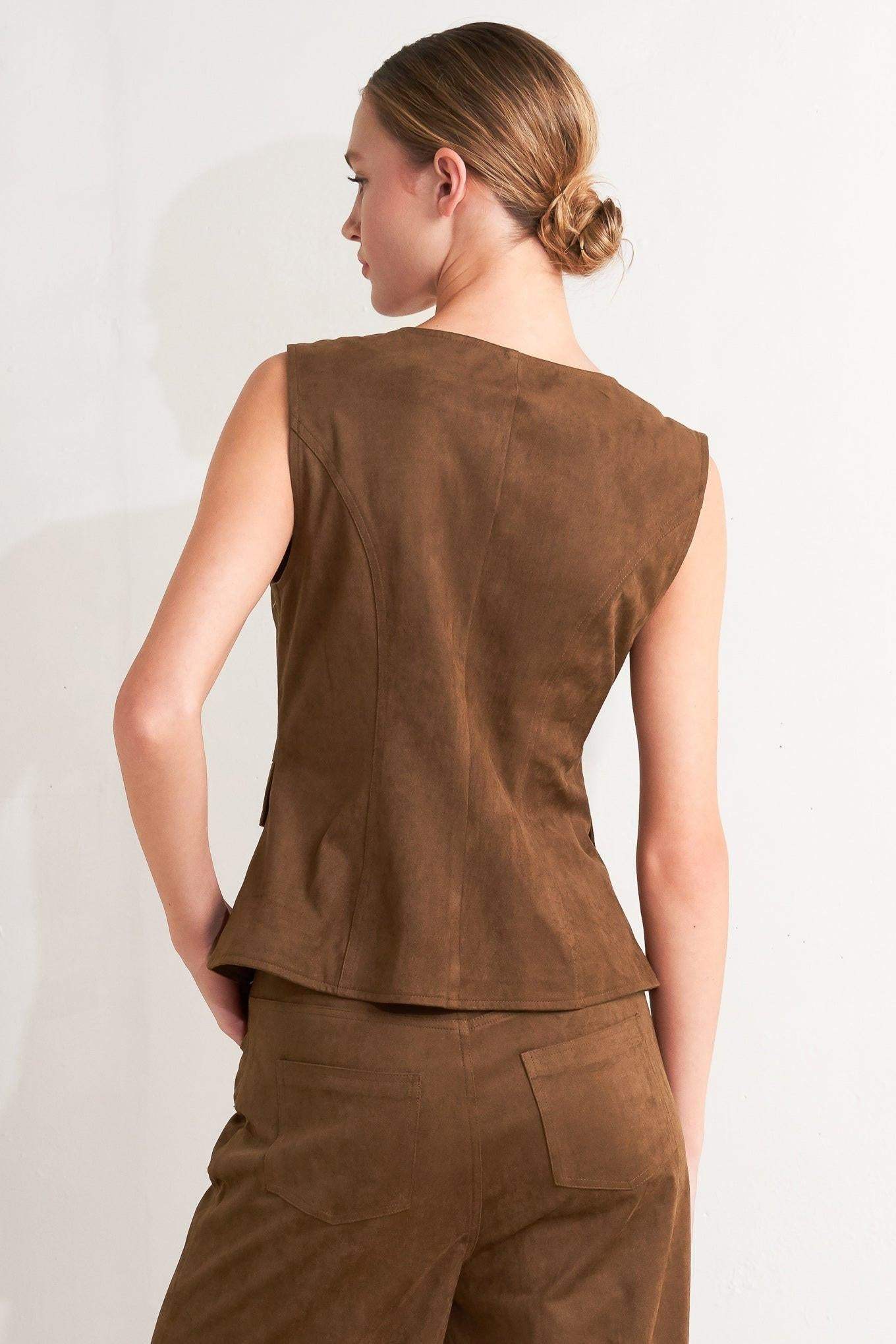 MIDNIGHT MESA STYLE FAUX SUEDE VEST - Flying Tomato - Flyclothing LLC