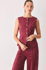 MIDNIGHT MESA STYLE FAUX SUEDE VEST - Flying Tomato - Flyclothing LLC