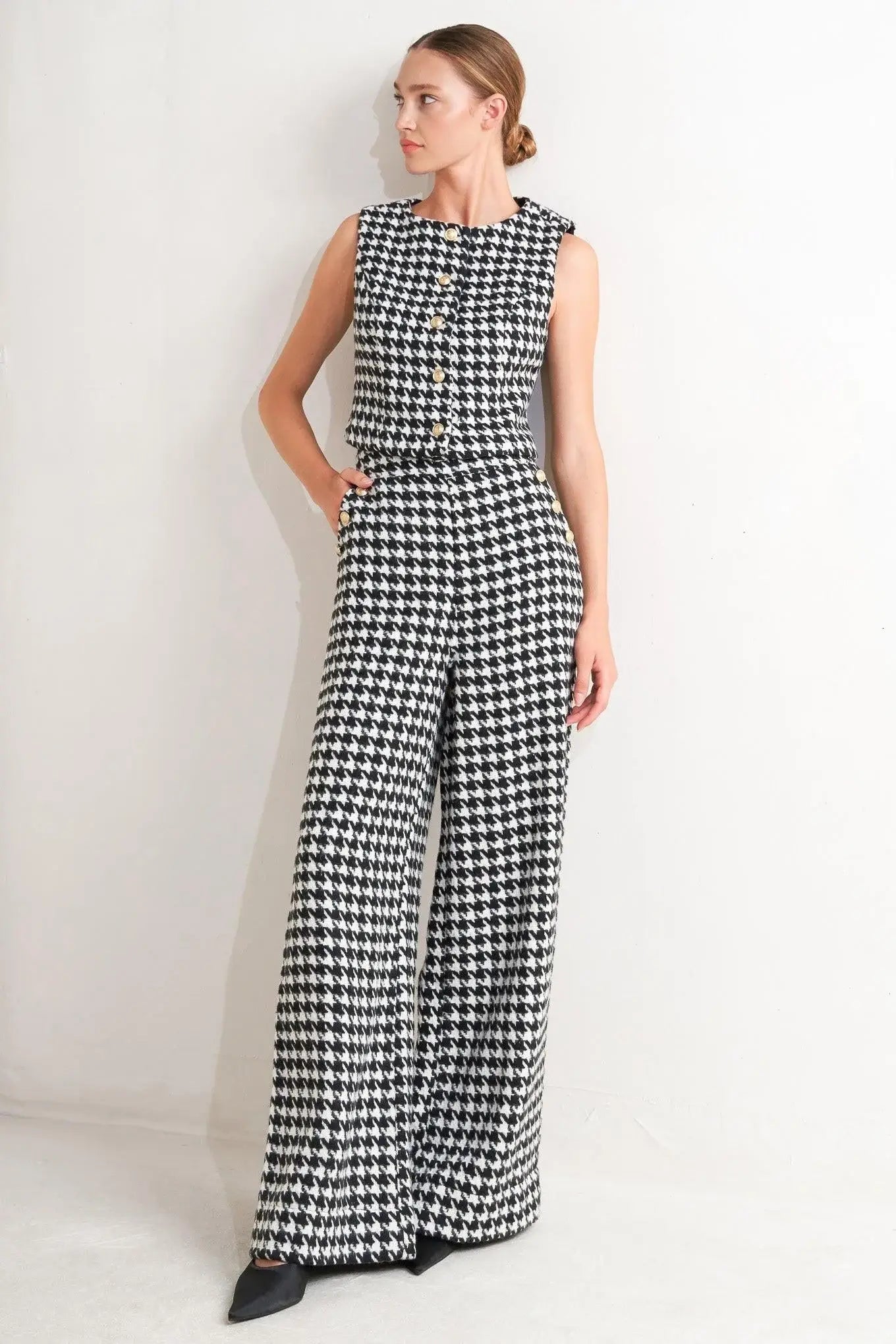 METRO ICON WOVEN HOUNDSTOOTH VEST - Flying Tomato - Flyclothing LLC