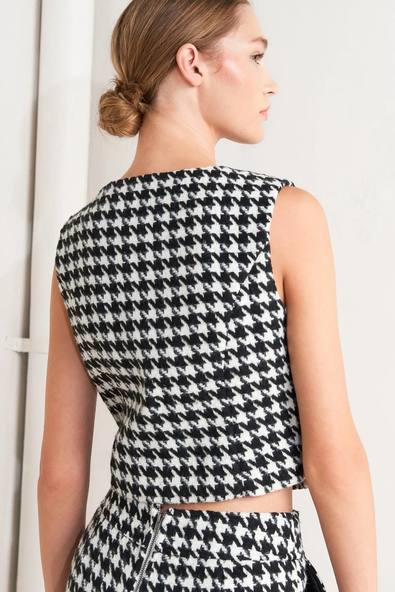 METRO ICON WOVEN HOUNDSTOOTH VEST - Flying Tomato - Flyclothing LLC