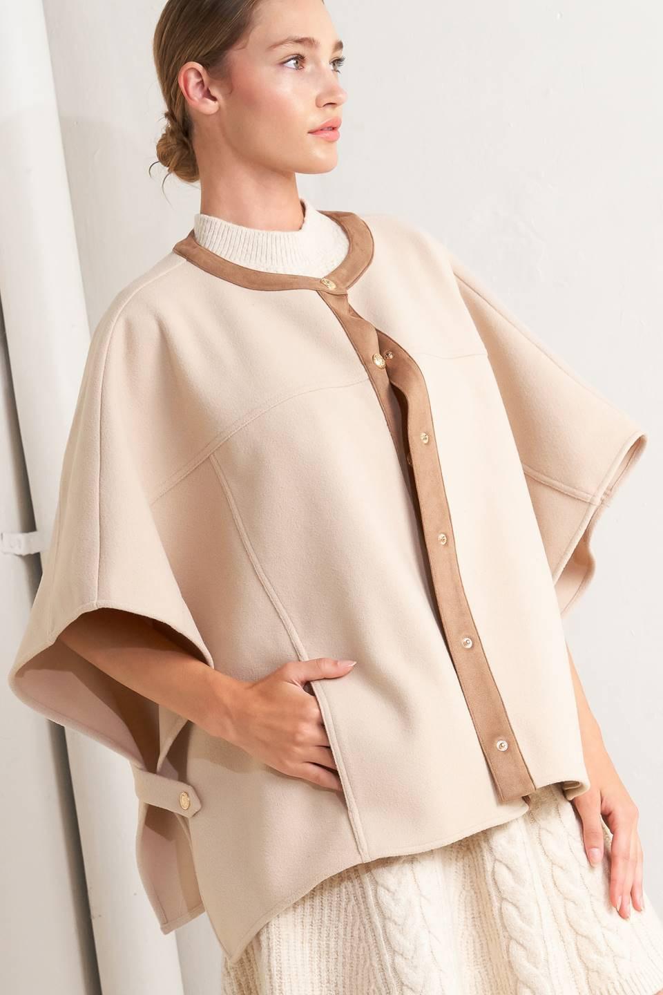 TIMELESS ELEGANCE WOVEN FELT CAPELET - Flying Tomato - Flyclothing LLC